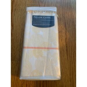 SEARS COLORMATE 2 Standard Pillowcases 250 Thread Ct Yellow Floral Cotton Blend